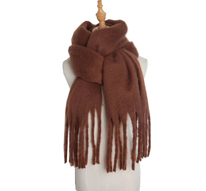 Luxury Women’s Winter Scarf – Cashmere Pashmina Shawl Wrap, Thick Soft Solid Tassel Scarf Long Stole