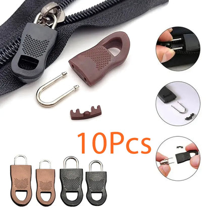 10Pcs Tool-Free Replacement Zipper Heads - Removable Pullers for Luggage, Schoolbags, Clothing, Easy Fix for Broken Zippers