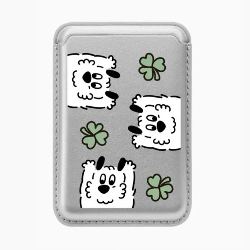 Cute Dog Cartoon Magnetic Phone Card Holder – Back Case Wallet for iPhone 15/14 with MagSafe Slot for ID & Bank Cards