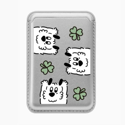 Cute Dog Cartoon Magnetic Phone Card Holder – Back Case Wallet for iPhone 15/14 with MagSafe Slot for ID & Bank Cards