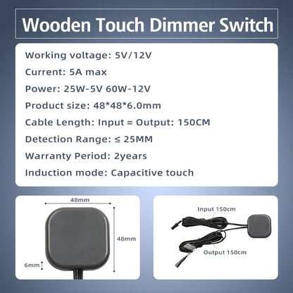 40mm Penetrating Touch Sensor Switch – 12V/24V 60W Induction LED Switch for Wood, Stone & Plastic Boards