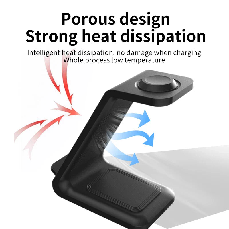 3 in 1 Wireless Charger Stand - Fast Charging Dock for Samsung Phones, Galaxy Watch 7/8/9, and AirPods Pro