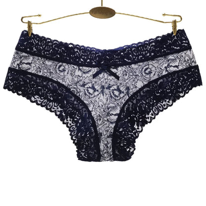 Sexy Lace Women's Cotton Panties, Bow Briefs Bikini Underwear, 5-Piece Set for Ladies & Girls