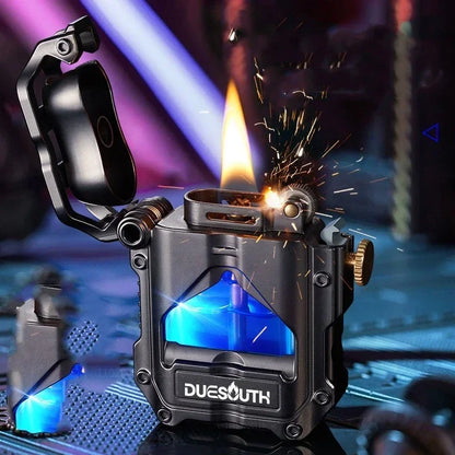 Creative LED Metal Kerosene Lighter : Cool Mechanical Design, Personalized High-Looking Gift for Men