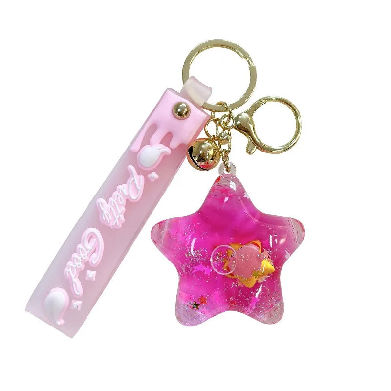 Kirby Keychain — Cartoon Quicksand Bottle Pendant for Kids | Anime Bag & School Bag Accessories, Car Decoration Gift