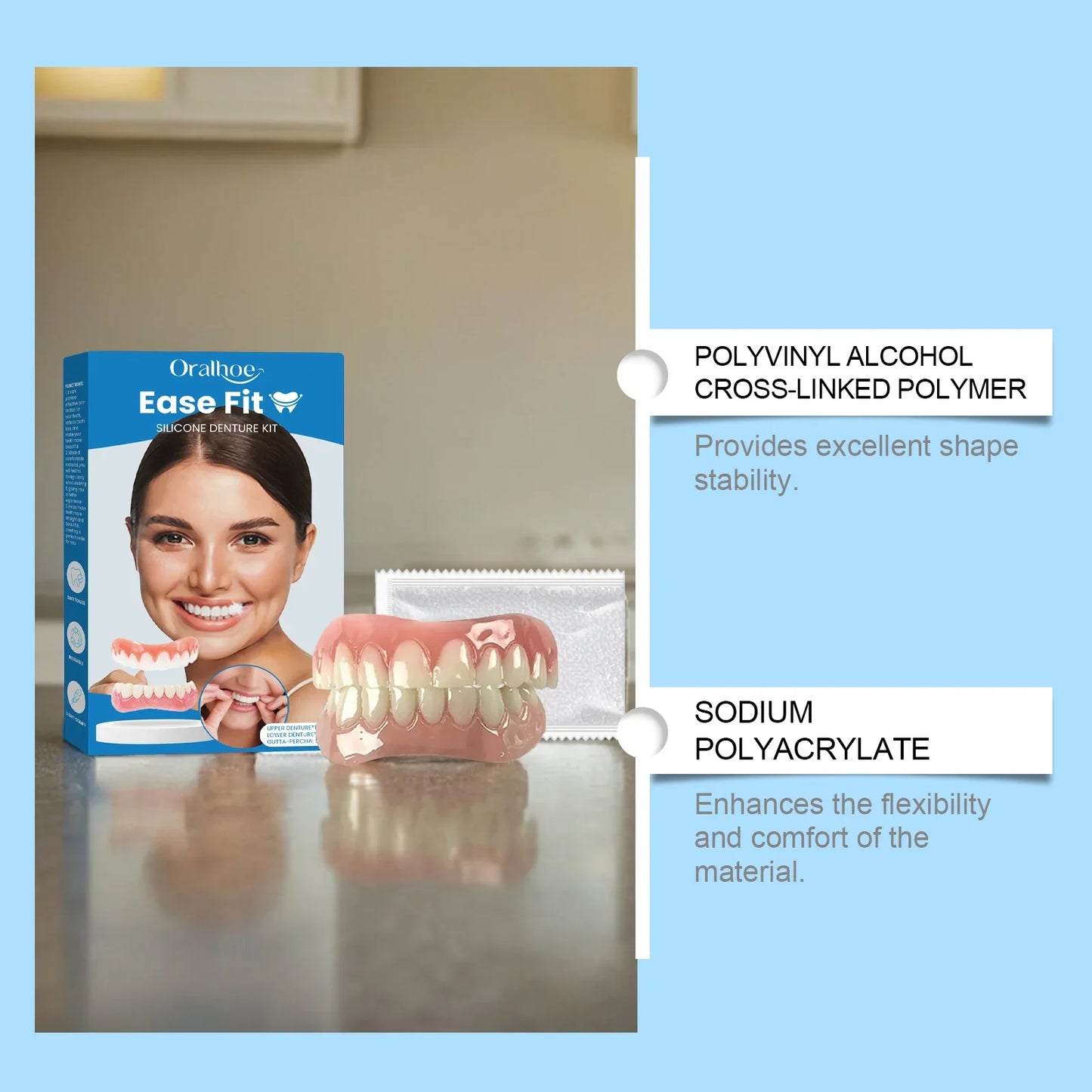 False Teeth Beauty Kit – Smile Veneers, Fake Tooth Denture for Whitening, Oral Care & Cosmetic Braces