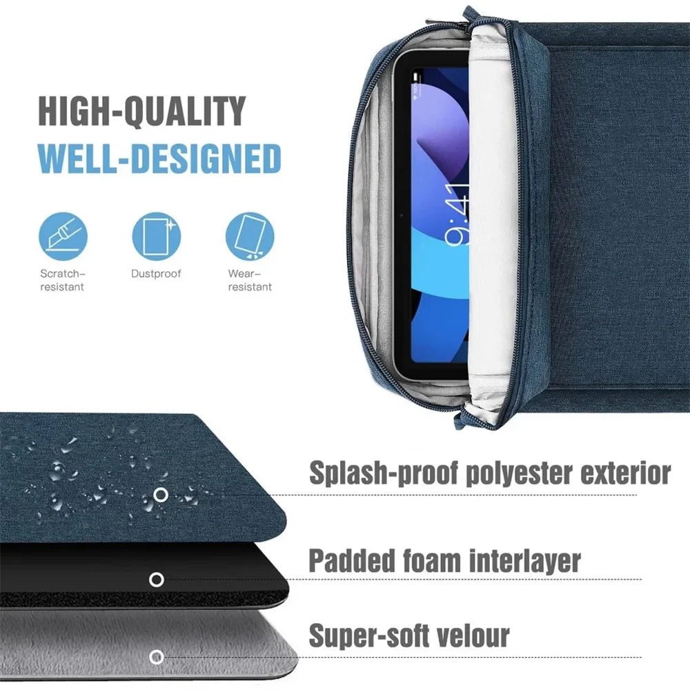 Shockproof Tablet Sleeve Bag with Shoulder Strap - Compatible with iPad, Samsung Galaxy Tab, and Xiaomi Redmi Pad
