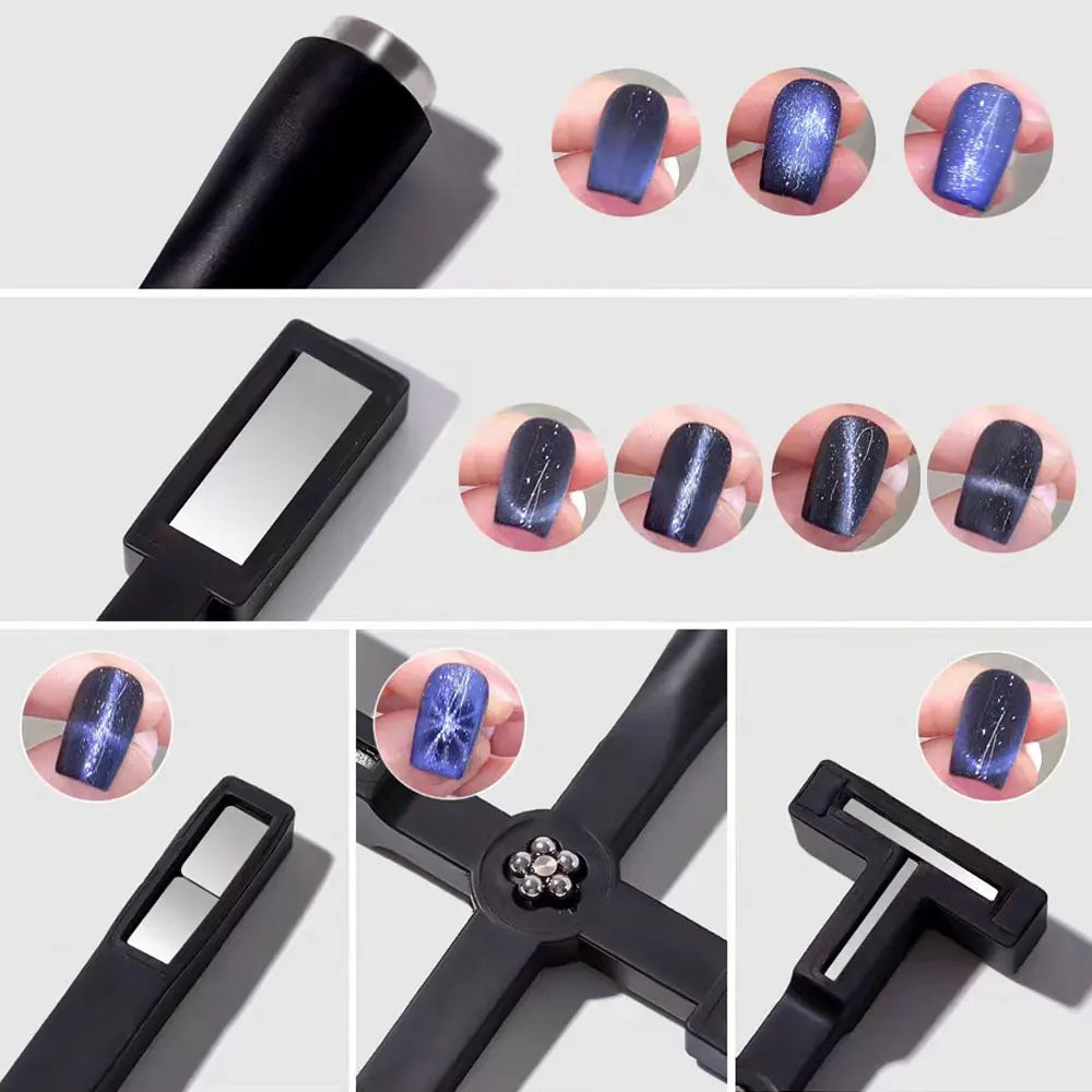 Magnetic Nail Art Wand Set - 3D Cat Eye Gel Polish Magnet Pen for UV Gel Manicure Designs