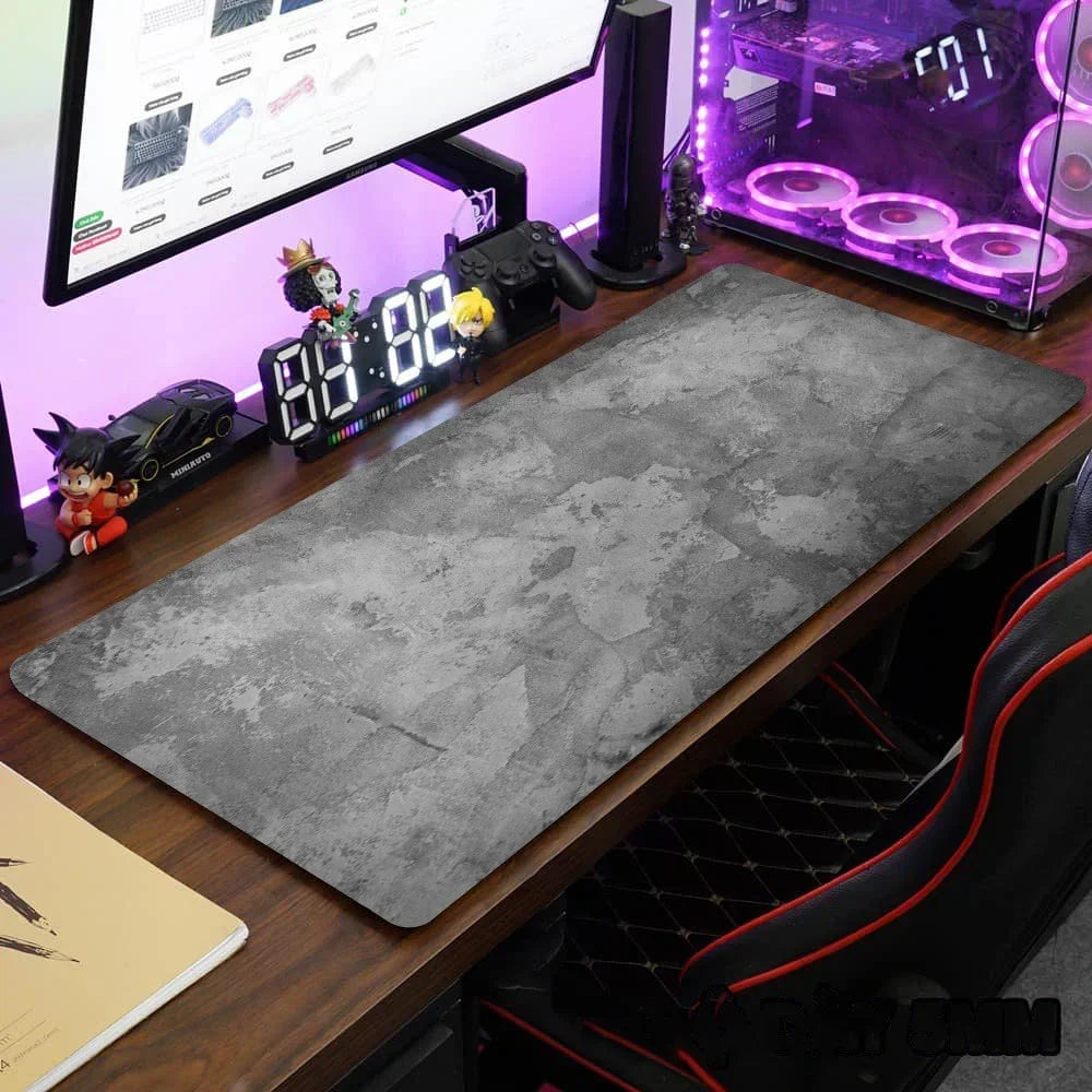900x400mm XXL Large Desk Mouse Pad – Grey Gaming Keyboard Mat with Overlock Edge, Anti-Slip Computer Desk Mat Accessories