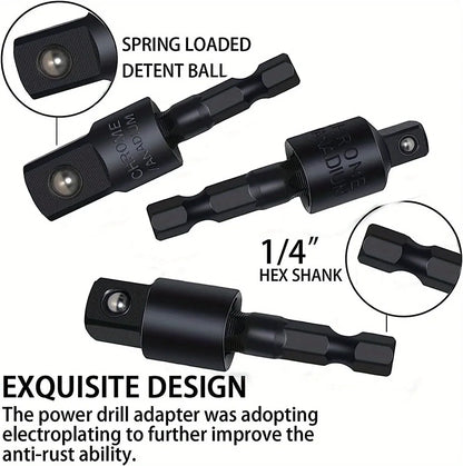 360° Electric Drill Air Screwdriver Sleeve Adapter - Universal Hexagonal Handle to Square Head Rotary Connect Rod Tool
