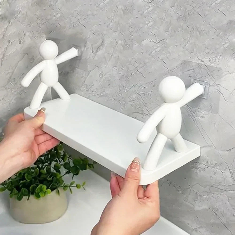 Self-Adhesive Bathroom Shampoo Storage Racks - Plastic Shelf Support Holder for Storage Organization