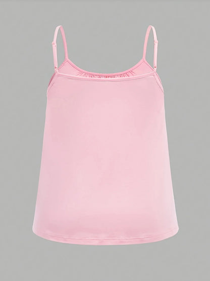 Plus Size Summer Camisole - Solid Color Sleeveless Casual Tank Top