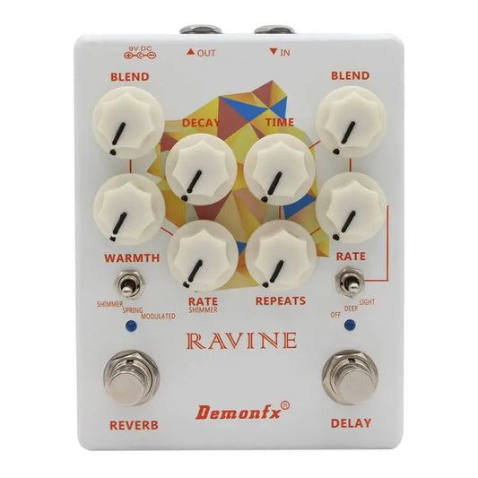 Demonfx-RAVINE Guitar Effects Pedal – Reverb & Delay with True Bypass