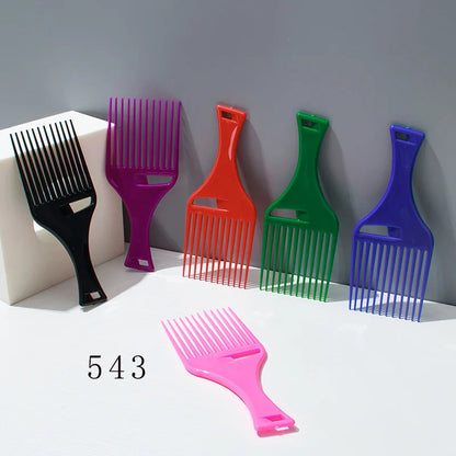 Wide Teeth Hair Pick Comb – Plastic Fork Brush for Curly Afro Hair, Styling Tool for Detangling & Volume