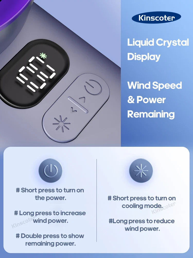 KINSCOTER Portable Handheld Turbo Fan – Adjustable 100 Wind Speeds, Battery Operated Mini Personal Fan & Electric Eyelash Fan