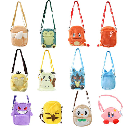 Pokemon Plush Backpack – Pikachu, Gengar, Mimikyu, Snorlax, Rowlet, Psyduck, Lucario, Charmander Anime Shoulder Bag & Doll Toy