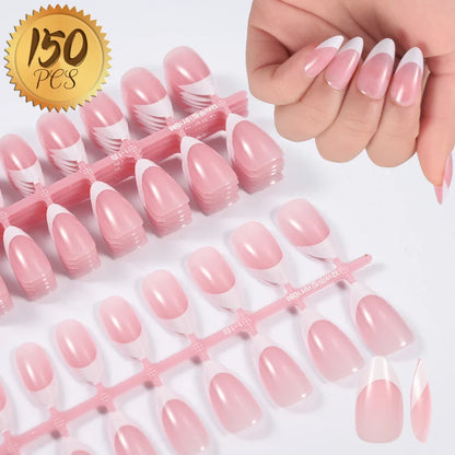 576PCS Colorful Press-On Fake Nails Set – Black & Red Oval/Square Short Full Cover Nail Tips for Salon-Style Nail Art