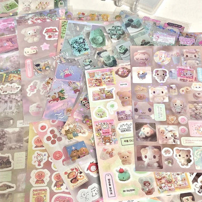 6pcs/10pcs Y2K Glitter Laser Stickers – Cute Random Phone, Camera, Luggage & Journal Stickers, Kawaii Decoration Gift