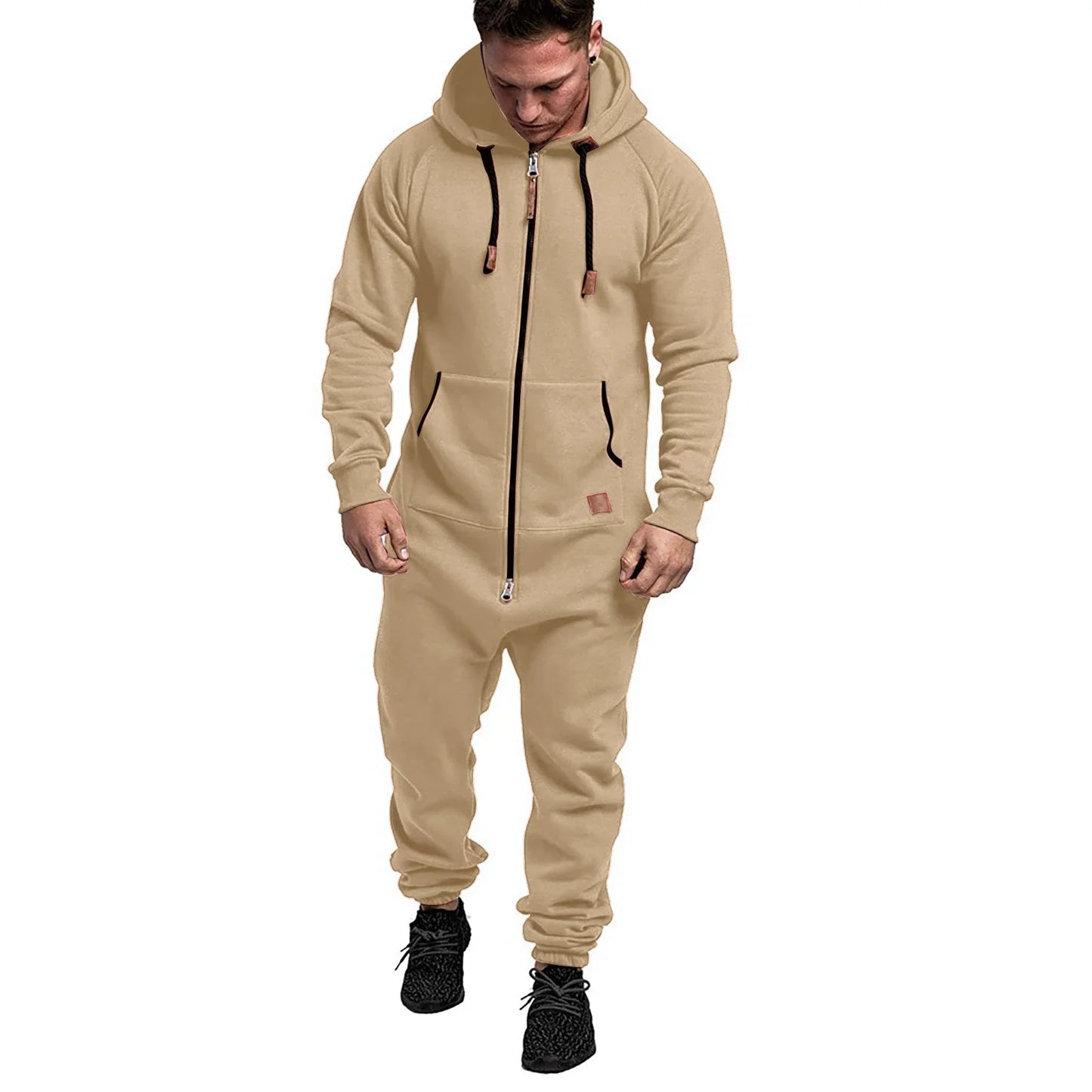 New 3D Full Design Jumpsuit Pajamas — Men’s Long-Sleeve Sports Pants & Solid Color Zipper Hoodie Casual Outfit