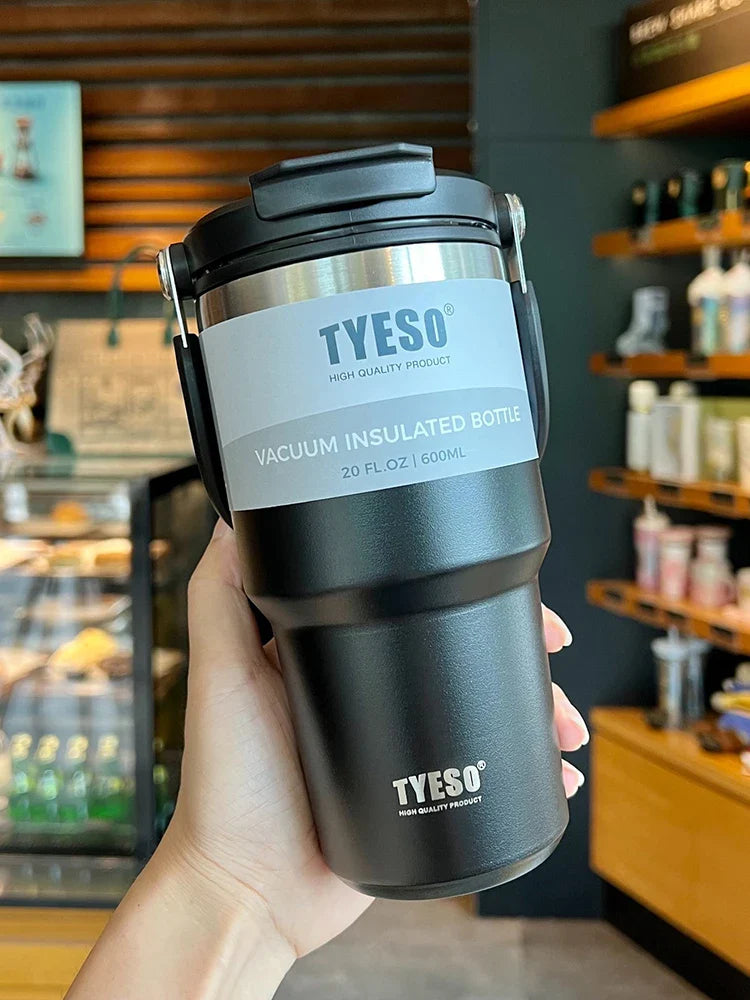 Tyeso Double-Layer Insulated Coffee Cup – Large Capacity Portable Stainless Steel Ice Cream Cup