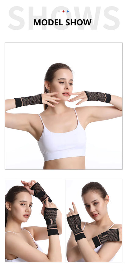 Copper Fiber Wrist Brace — Elastic Sport Bandage Wristband for Hand Support, Gym, Tennis, Fitness, and Powerlifting