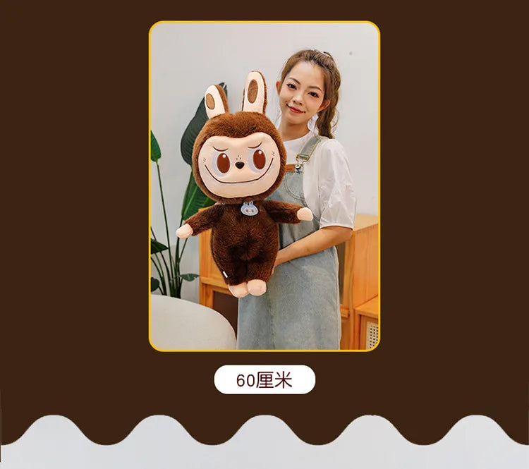 60cm Labubu Cute Rabbit Ragdoll Plush Toy – Soft Mink Fur Cartoon Pillow for Kids Christmas Gift