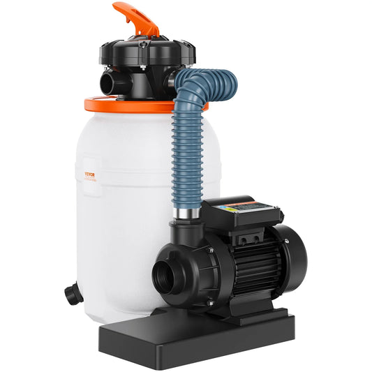 VEVOR Sand Filter Pump for Above Ground Pools — 10/12 Inch 1585 GPH Pool Pump & Filter Combo System