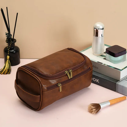 Men's Vintage Luxury Toiletry Bag – Travel Organizer for Cosmetics, Makeup, and Business Essentials
