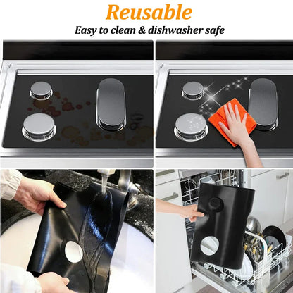 5-Hole Gas Stove Protector Pads – Reusable Non-Stick Anti-Oil Burner Covers for Stovetop Protection