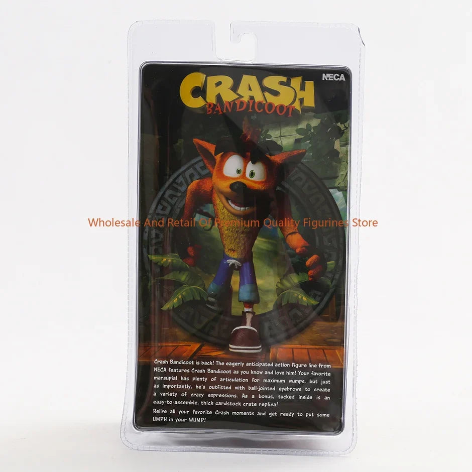 NECA Crash Bandicoot Action Figure with Crate Replica Model Toy - Collectible Game Character Display Figure