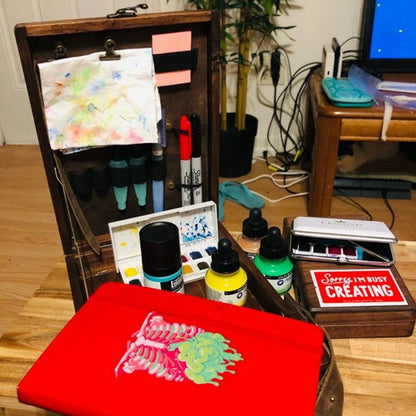 Retro Wooden Box Messenger Bag – Women’s Outdoor Sketch & Tool Storage Bag with Lid, Nostalgic Souvenir Design