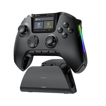 Interactive Wireless Gaming Controller with RGB Light & Hall Effect Stick – Switch/PC/iOS/Android, 1800mAh with Charging Dock