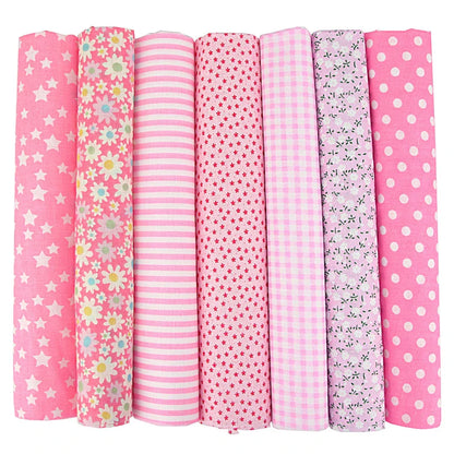 7-Piece 50x50cm Cotton Patchwork Fabric Set – Handmade Sewing Quilting Cloth for Needlework & DIY Crafts