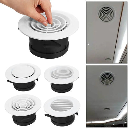 White Air Vent Extract Valve Grille – 100/150mm Round Ventilation Cover in 4 Shapes for Air Circulation