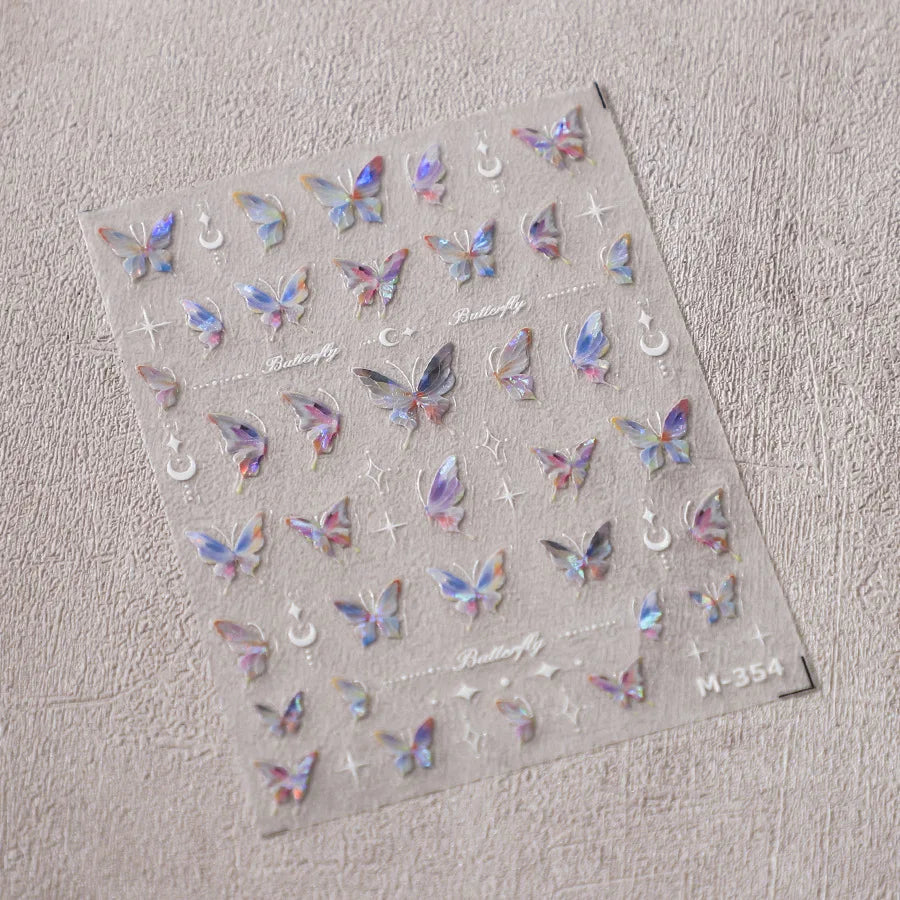 5D Glitter Butterfly Nail Sticker – Kawaii Aurora Nail Art Decal for DIY Manicure & Nail Decorations