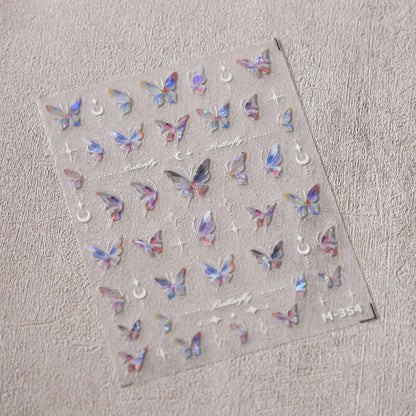 5D Glitter Butterfly Nail Sticker – Kawaii Aurora Nail Art Decal for DIY Manicure & Nail Decorations