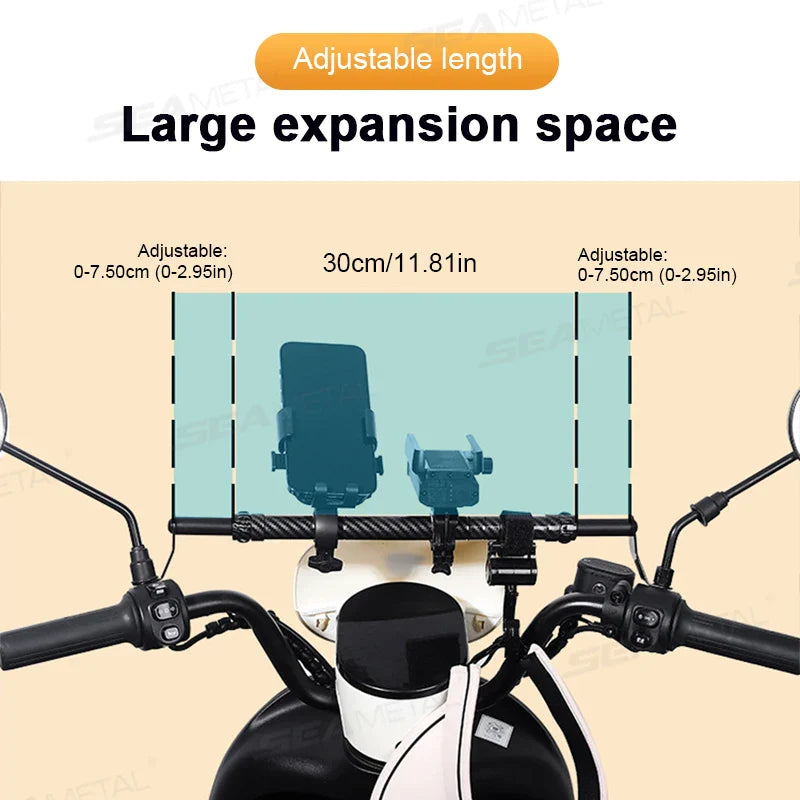 SEAMETAL Motorcycle Handlebar Extension & Phone Holder – Carbon Fiber Balance Bar for Electric Vehicles