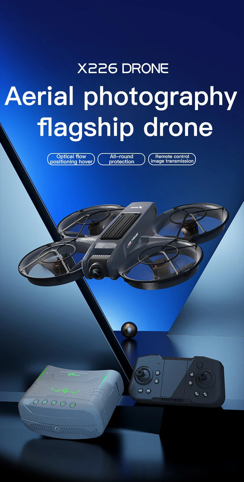 X226 Drone VR – Brushless RC Quadcopter with Dual HD Camera, Optical Flow Hover, Obstacle Avoidance, Remote Control Toy for Boys