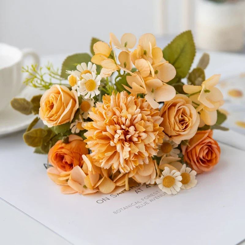 7-Piece Chamomile Faux Flower Arrangement — Flowerpot Ornament & Wedding Accessory