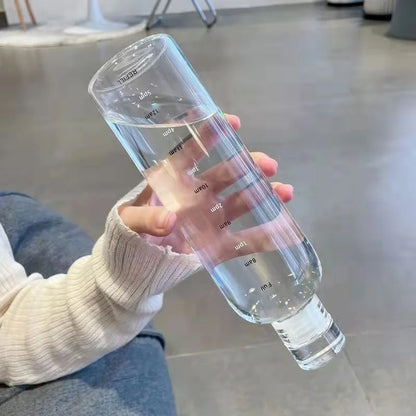 Simple Water Bottle with Time Scale - Leak-Proof Seal for Tour, Outdoor Sports, Travel, School Water Bottles for Girls, Milk, Juice