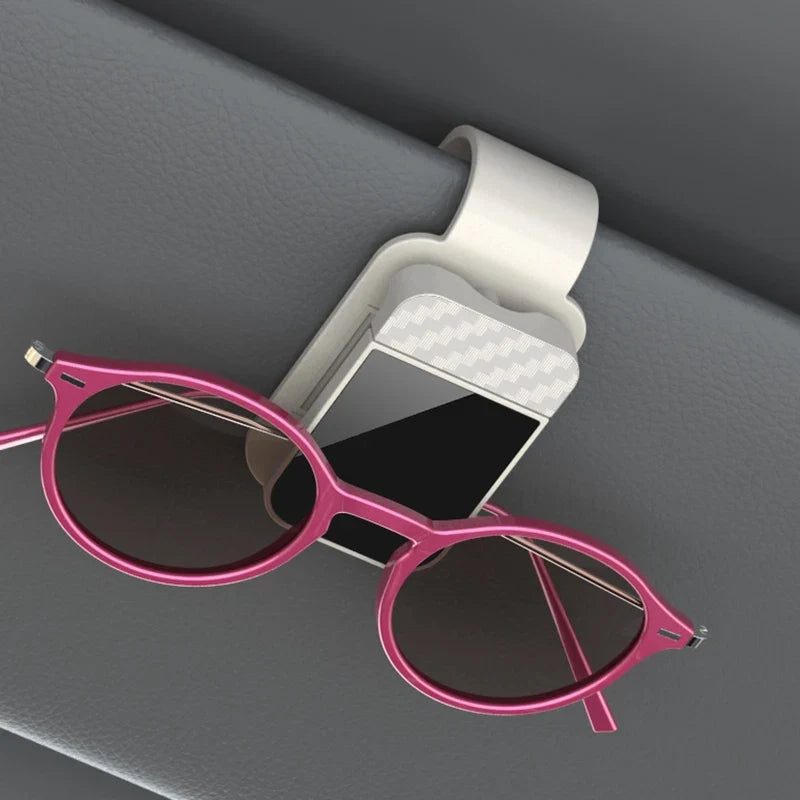 Car Sun Visor Sunglasses Holder - Stable Eyeglass Clip with Card & Ticket Storage Organizer