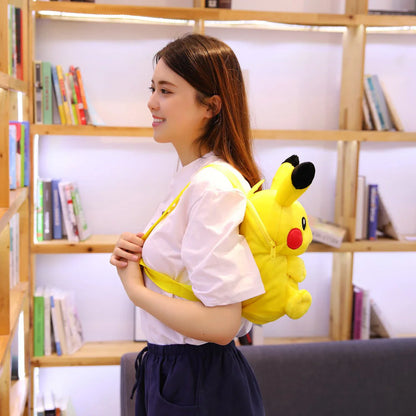 Pikachu Plush Backpack — Pokémon Peluche Stuffed Toy Schoolbag, Cute Cartoon Gift for Kids