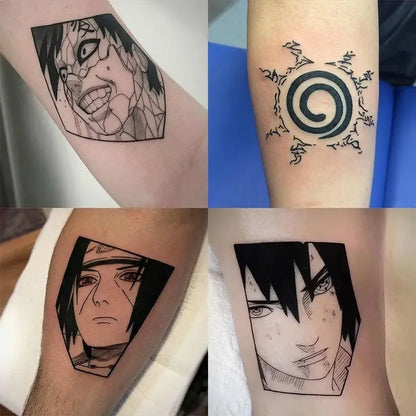 Naruto Temporary Tattoo Stickers — 5/10/20 Pcs Waterproof Anime Body & Arm Art for Cosplay (Sasuke, Itachi, Uzumaki)