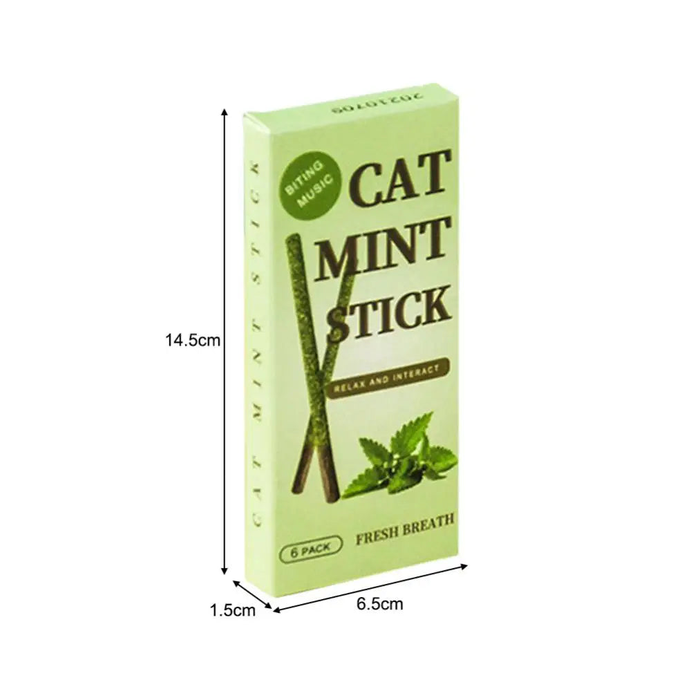 6-Pack Natural Silvervine Cat Chew Sticks - Exciting Matatabi Mint Flavor for Dental Health & Play, Pet Supplies