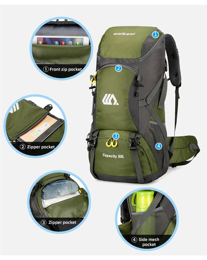 50L Travel Backpack for Men — Large Waterproof Hiking, Camping & Mountaineering Rucksack, Outdoor Sports Luggage Bag