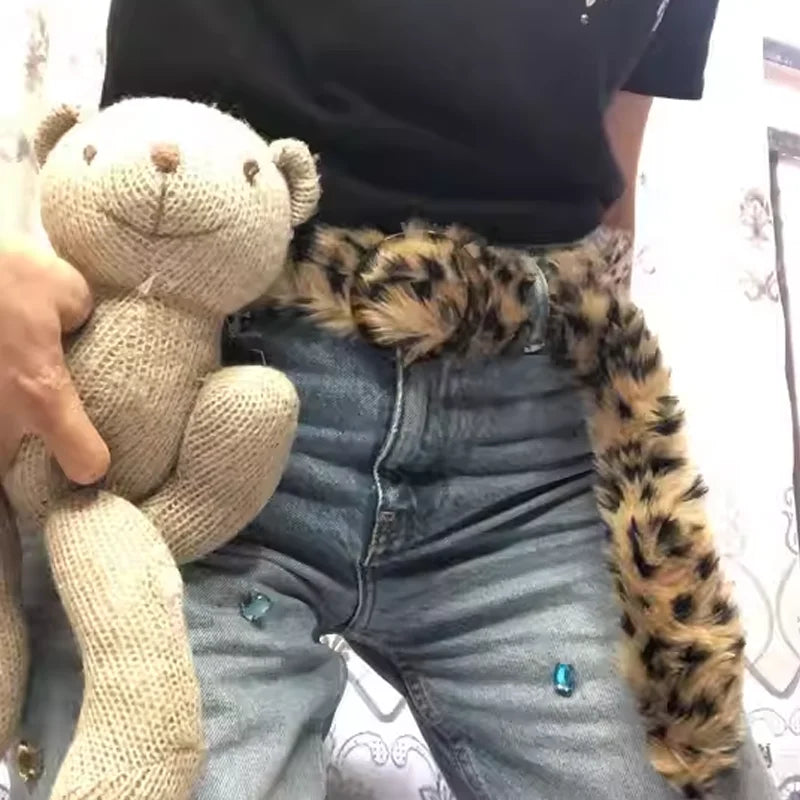 Y2K Leopard Print Faux Fur Waist Belt for Women – Plush Autumn Winter Fashion Accessory