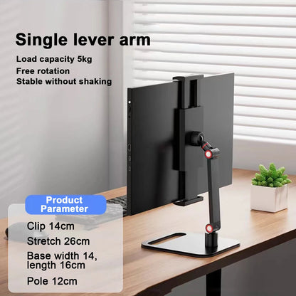 Portable Adjustable Monitor Clamp Stand – Expandable Laptop & Gaming Screen Mount for Vertical Display & Phone Support