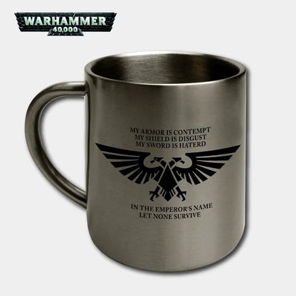 Warhammer 40K Metal Stainless Steel Cup | Imperial Double-Headed Eagle Mug | Game Peripheral Gift