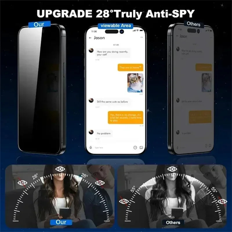 Anti-Spy Privacy Screen Protector for iPhone 11–16 Series – Dust-Free Glass for Pro Max, Mini, Plus, XS, XR, 7, 8