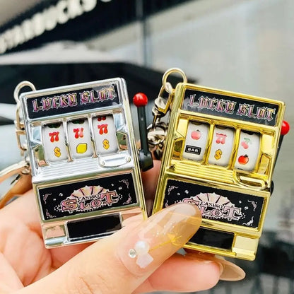 Fruit Slot Machine Keychain – Lucky Charm Mini Casino Pendant Bag Charm, Novelty Gift for Kids & Adults